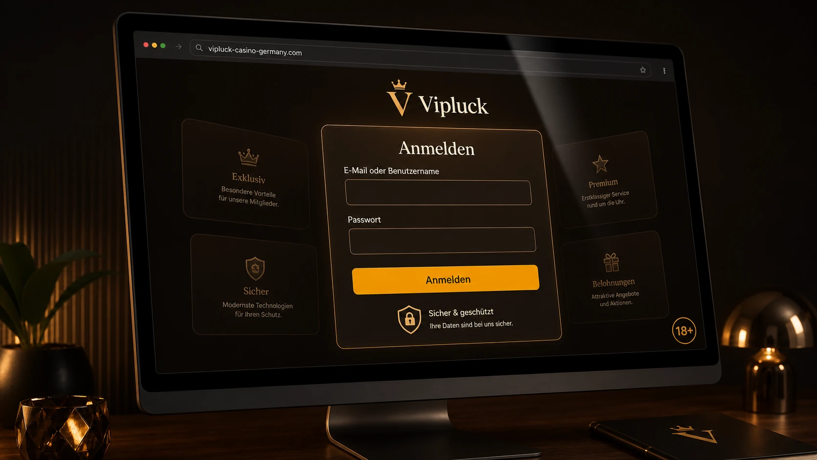 Anmeldung beim Vipluck Casino
