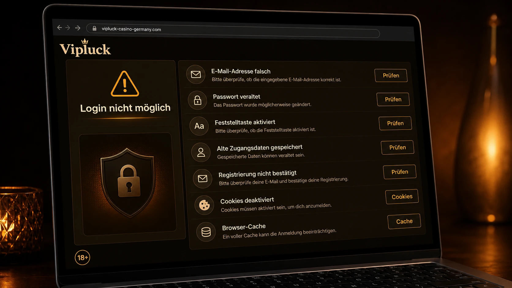 Warum funktioniert der Vipluck Casino Login nicht?