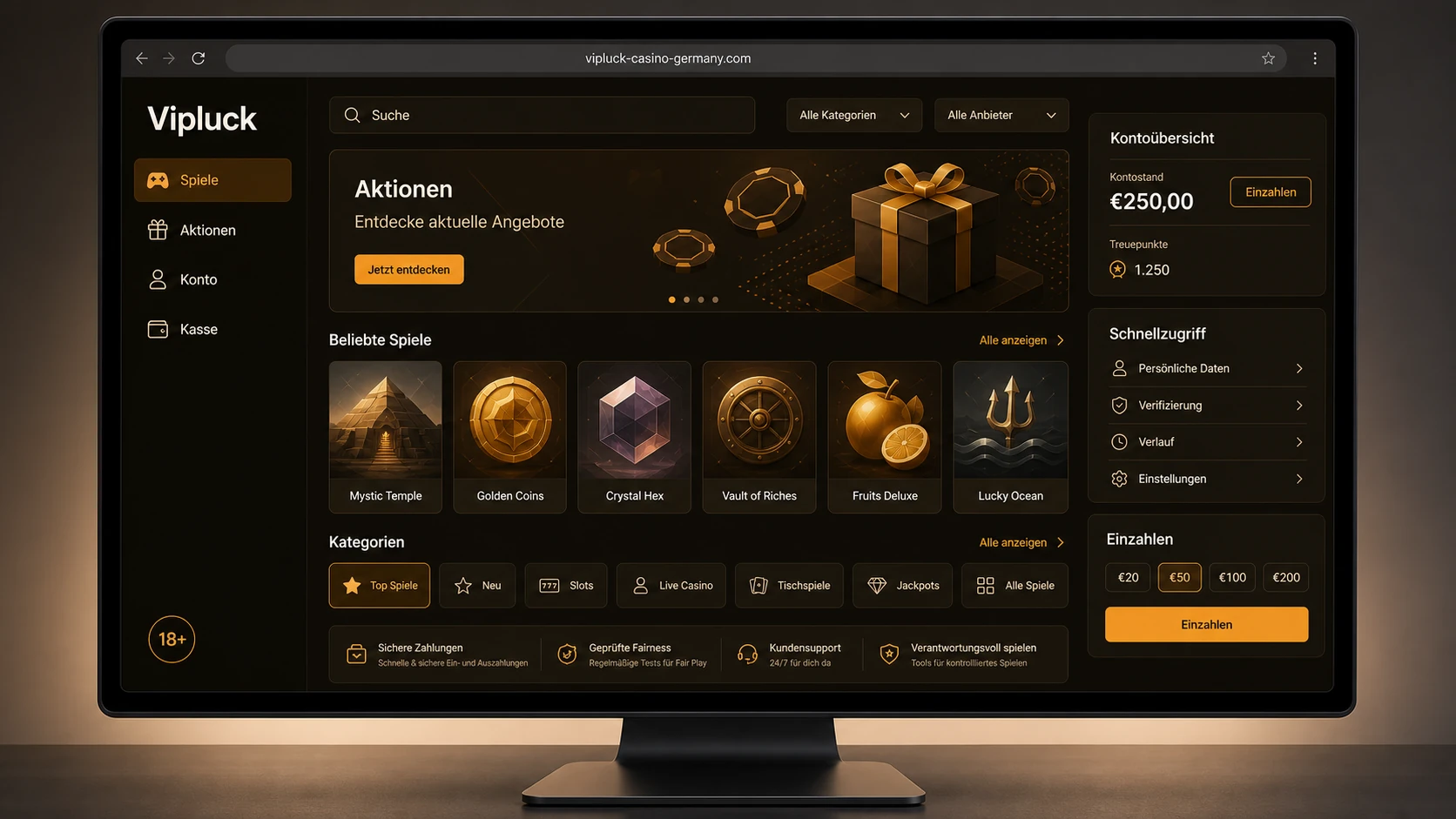 Das Vipluck Online Casino auf einen Blick